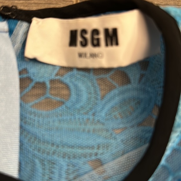 MSGM Milano Blue Lace Netted Short Sleeve Top Size 40 Small US - Picture 5 of 11